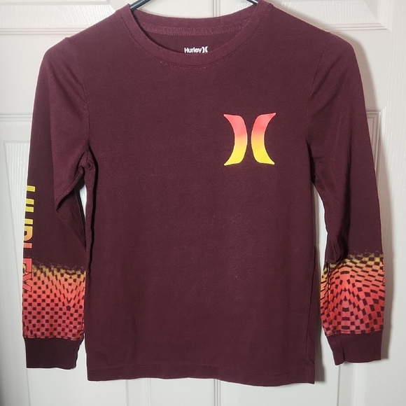 Hurley Long Sleeve Tee in Brown and Yellow with Logo - Picture 1 of 2